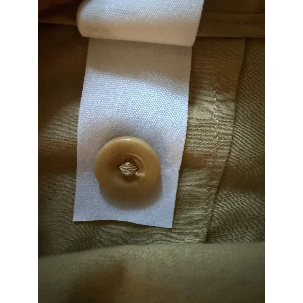 COS Linen Cotton Pleated Cropped  Trousers Womens 12 Beige High Rise 32x27